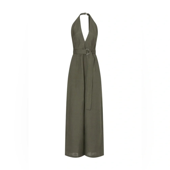 Adam Lippes Olive Halter Jumpsuit - Picture 5 of 8